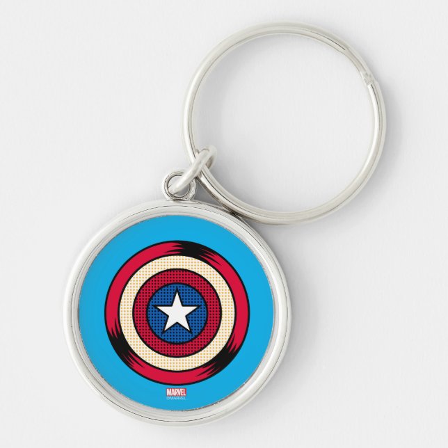 Captain America Halftone Shield Keychain (Front)