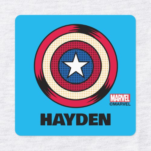 Captain America Halftone Shield Kids Labels