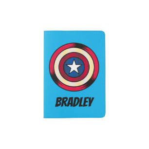Captain America Halftone Shield - Name Passport Holder