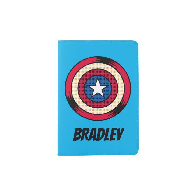 Captain America Halftone Shield - Name Passport Holder (Front)