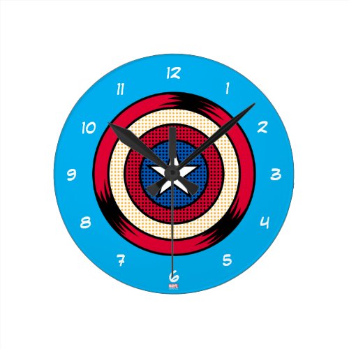Captain America Halftone Shield Round Clock