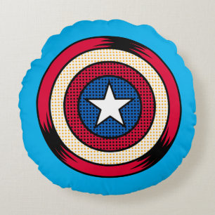 Captain America Halftone Shield Round Pillow