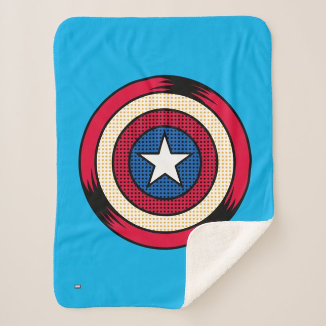 Captain America Halftone Shield Sherpa Blanket (Front)