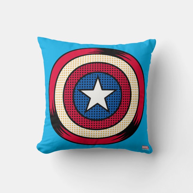 Captain America Halftone Shield Throw Pillow (Front)