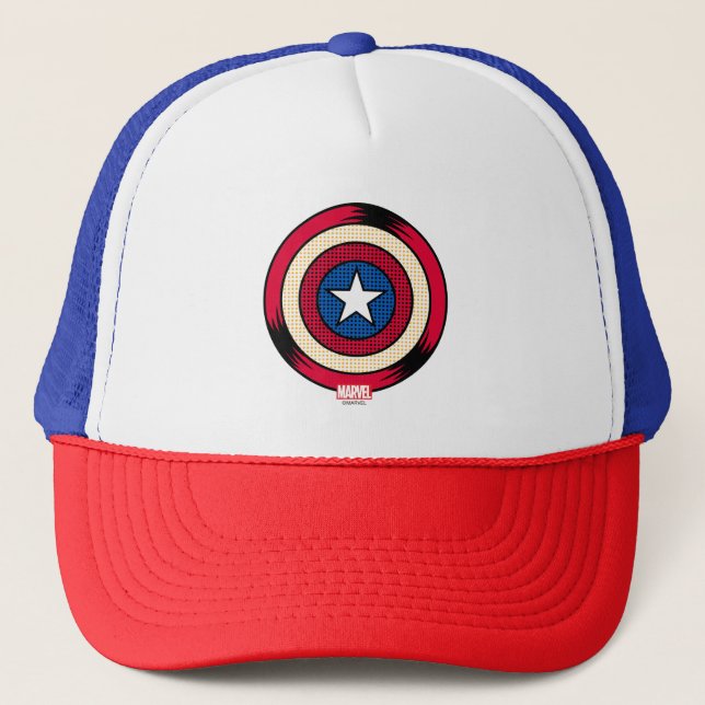 Captain America Halftone Shield Trucker Hat (Front)