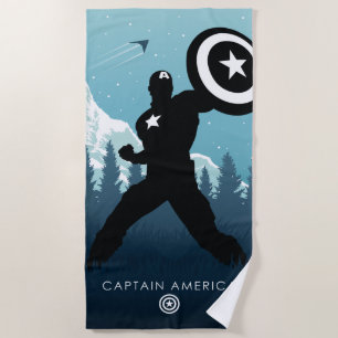 Captain America Heroic Silhouette Beach Towel