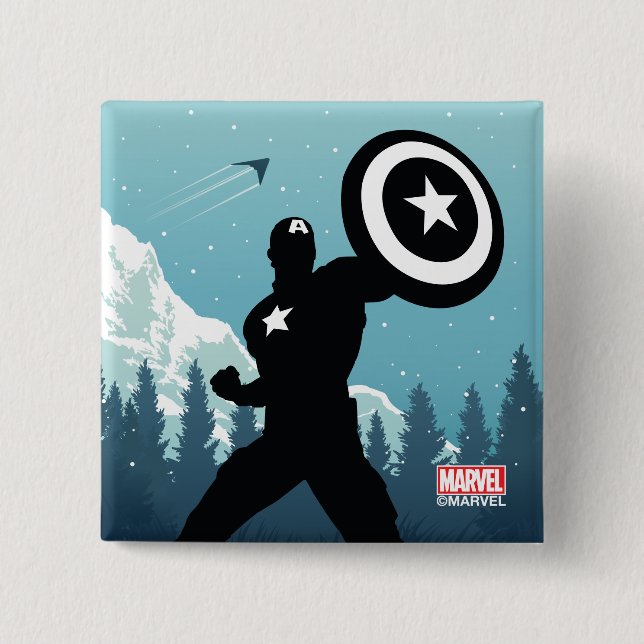 Captain America Heroic Silhouette Button (Front)