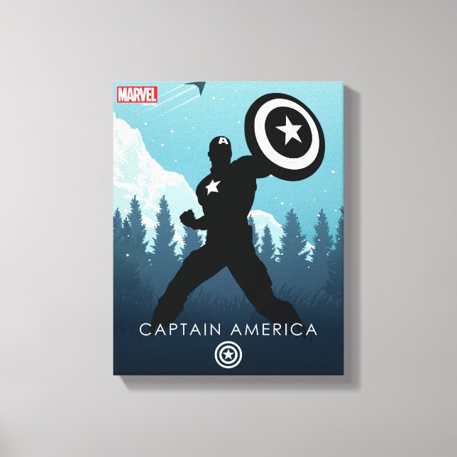 Captain America Heroic Silhouette Canvas Print (Front)