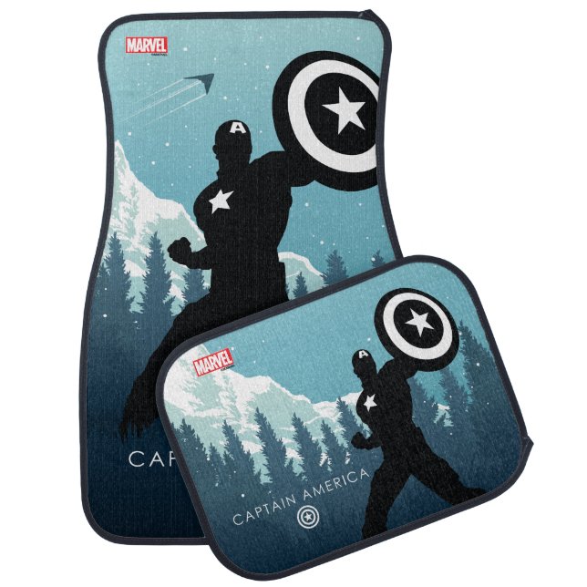 Captain America Heroic Silhouette Car Floor Mat (Set)