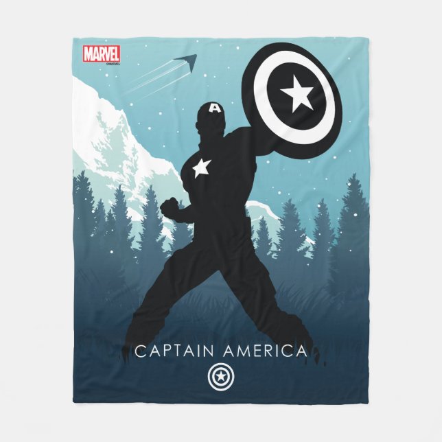 Captain America Heroic Silhouette Fleece Blanket (Front)