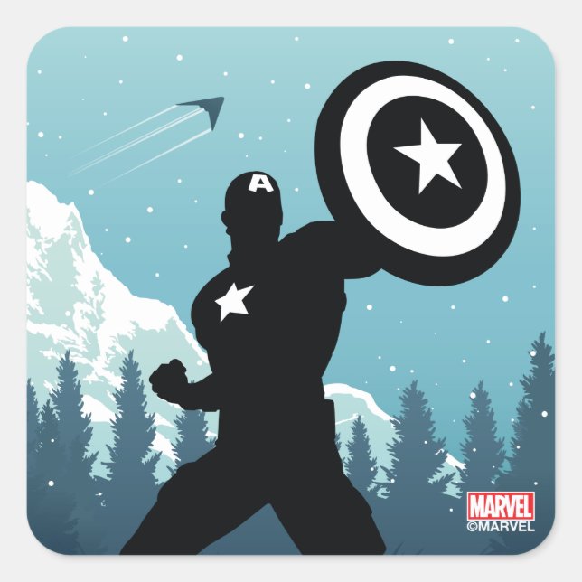 Captain America Heroic Silhouette Square Sticker (Front)