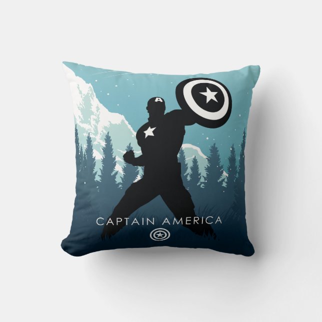 Captain America Heroic Silhouette Throw Pillow (Front)