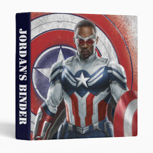 Captain America Holding Shield With Wings Down 3 Ring Binder