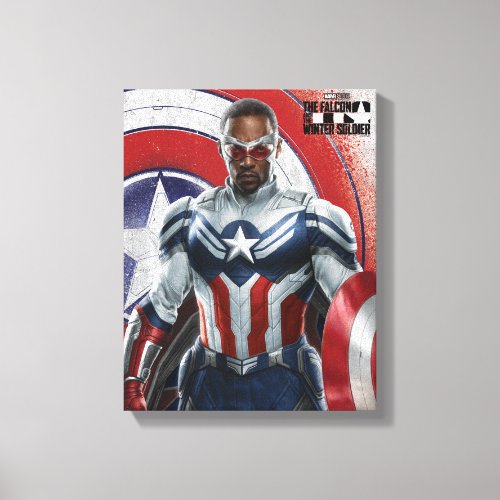 Captain America Holding Shield With Wings Down Canvas Print