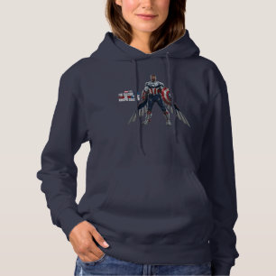 Captain America Holding Shield With Wings Down Hoodie