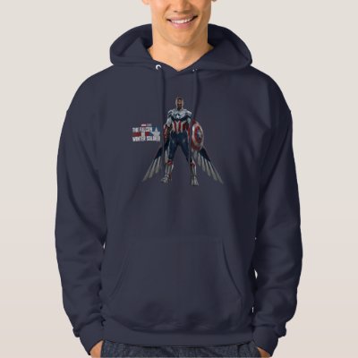 Captain America Holding Shield With Wings Down Hoodie