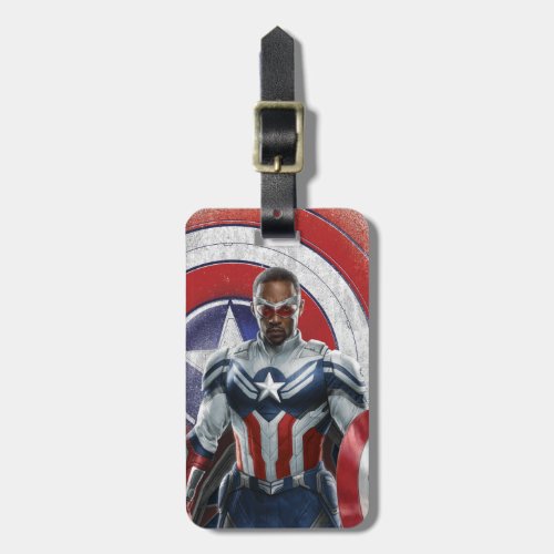 Captain America Holding Shield With Wings Down Luggage Tag