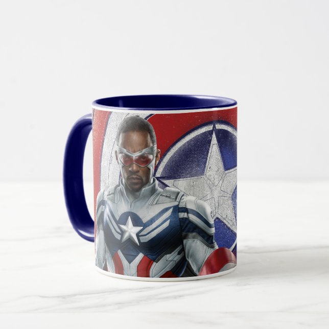 Captain America Holding Shield With Wings Down Mug (Front Left)