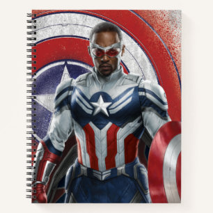 Captain America Holding Shield With Wings Down Notebook