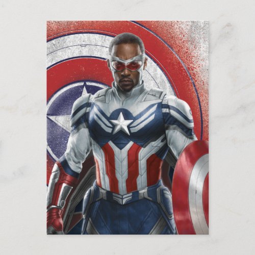 Captain America Holding Shield With Wings Down Postcard