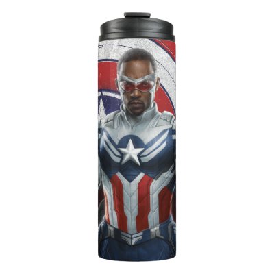 Captain America Holding Shield With Wings Down Thermal Tumbler
