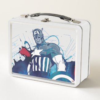 Captain America Ink Splatter Graphic Metal Lunch Box