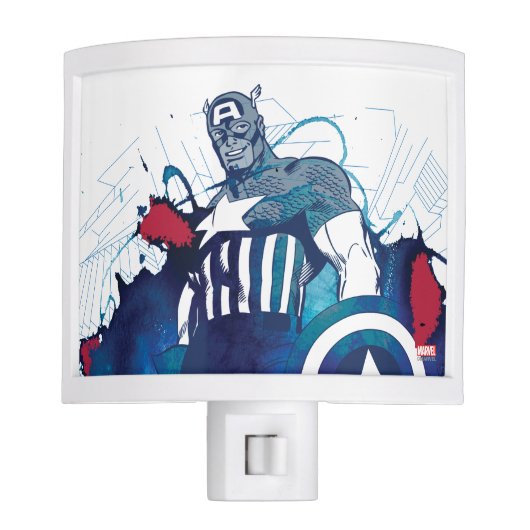 Captain America Ink Splatter Graphic Night Light (Front)