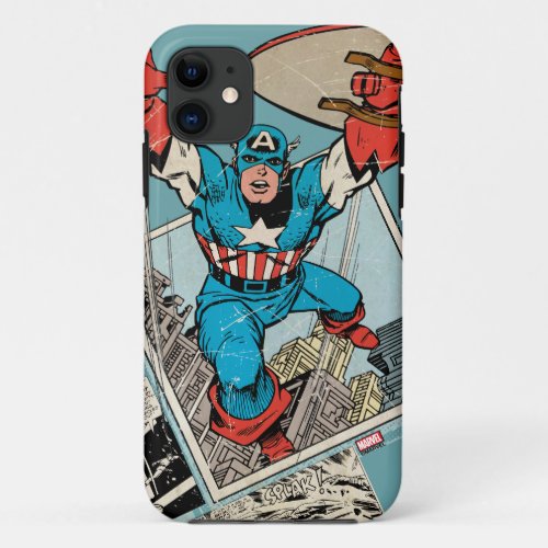 Captain America Leaping Out Of Comic iPhone 11 Case