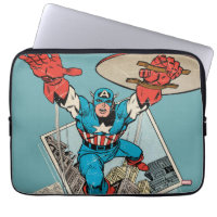 Captain America Leaping Out Of Comic Laptop Sleeve