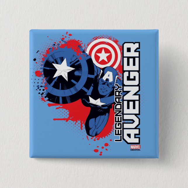 Captain America Legendary Avenger Pinback Button (Front)