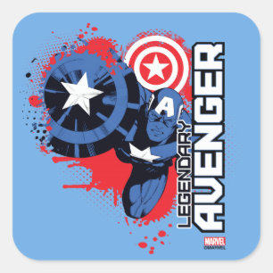Captain America Legendary Avenger Square Sticker