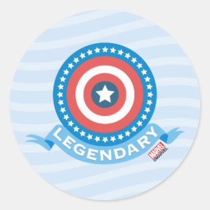 Captain America "Legendary" Patriotic Shield Classic Round Sticker