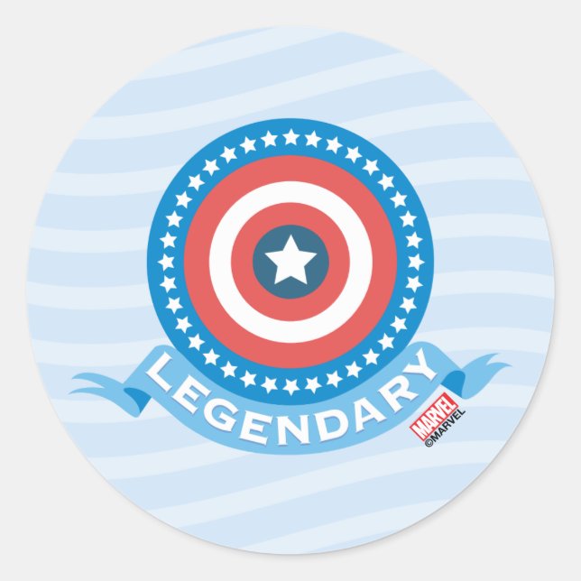 Captain America "Legendary" Patriotic Shield Classic Round Sticker (Front)