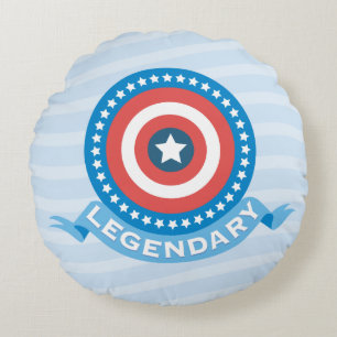 Captain America "Legendary" Patriotic Shield Round Pillow