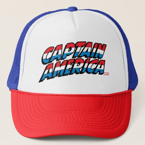 Captain America Name Logo Trucker Hat - Check out this retro Captain America name logo, as seen on his comic books!