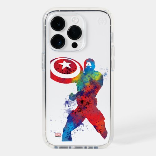 Captain America Outline Watercolor Splatter Speck iPhone 14 Pro Case