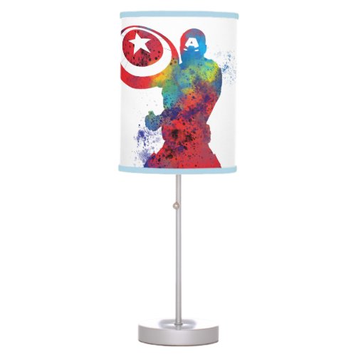 Captain America Outline Watercolor Splatter Table Lamp