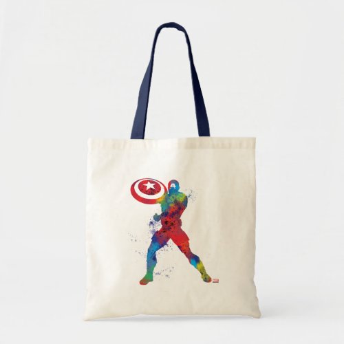 Captain America Outline Watercolor Splatter Tote Bag