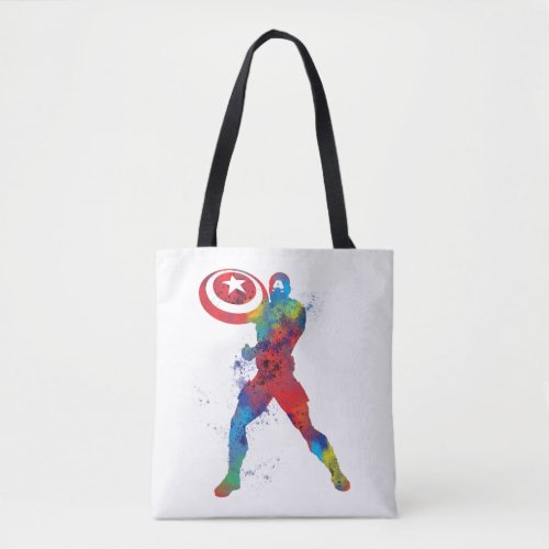 Captain America Outline Watercolor Splatter Tote Bag