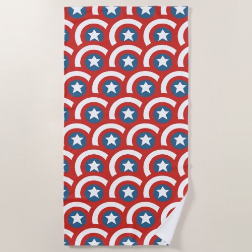 Captain America Overlapping Shield Pattern Beach Towel