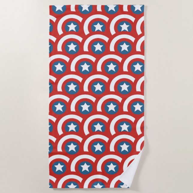 Captain America Overlapping Shield Pattern Beach Towel (Front)
