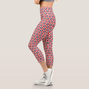 Captain America Overlapping Shield Pattern Capri Leggings