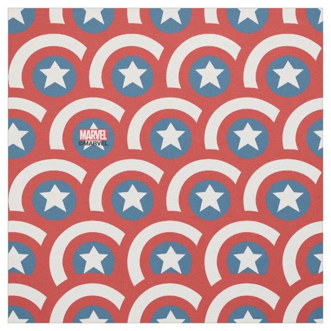 Captain America Overlapping Shield Pattern Fabric (Swatch)
