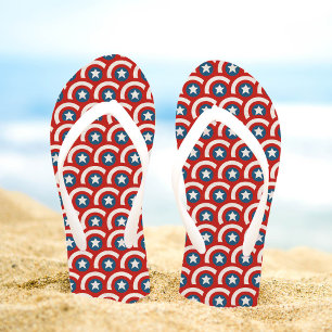 Captain America Overlapping Shield Pattern Flip Flops