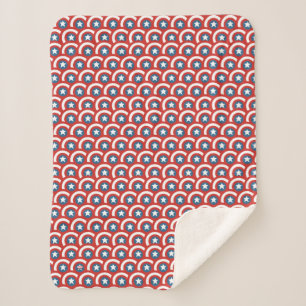 Captain America Overlapping Shield Pattern Sherpa Blanket