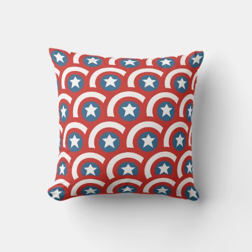 Captain America Overlapping Shield Pattern Throw Pillow