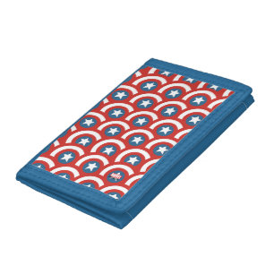 Captain America Overlapping Shield Pattern Tri-fold Wallet
