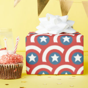 Captain America Overlapping Shield Pattern Wrapping Paper
