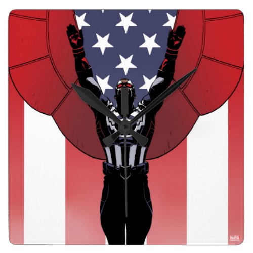 Captain America Patriotic City Graphic Square Wall Clock