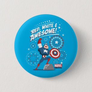 Captain America "Red, White, & Awesome!" Button